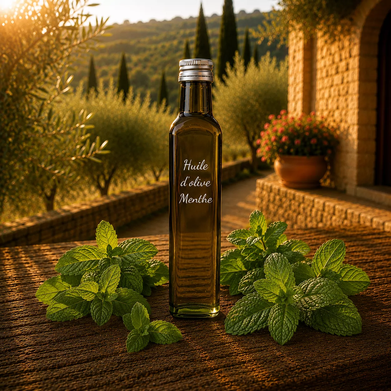 Huile d’olive à la menthe 25 cl – Le Comptoir Gourmand