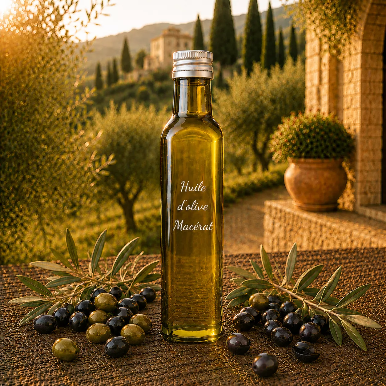 Huile d’olive Macérat aux olives noires mûres 25 cl – Le Comptoir Gourmand