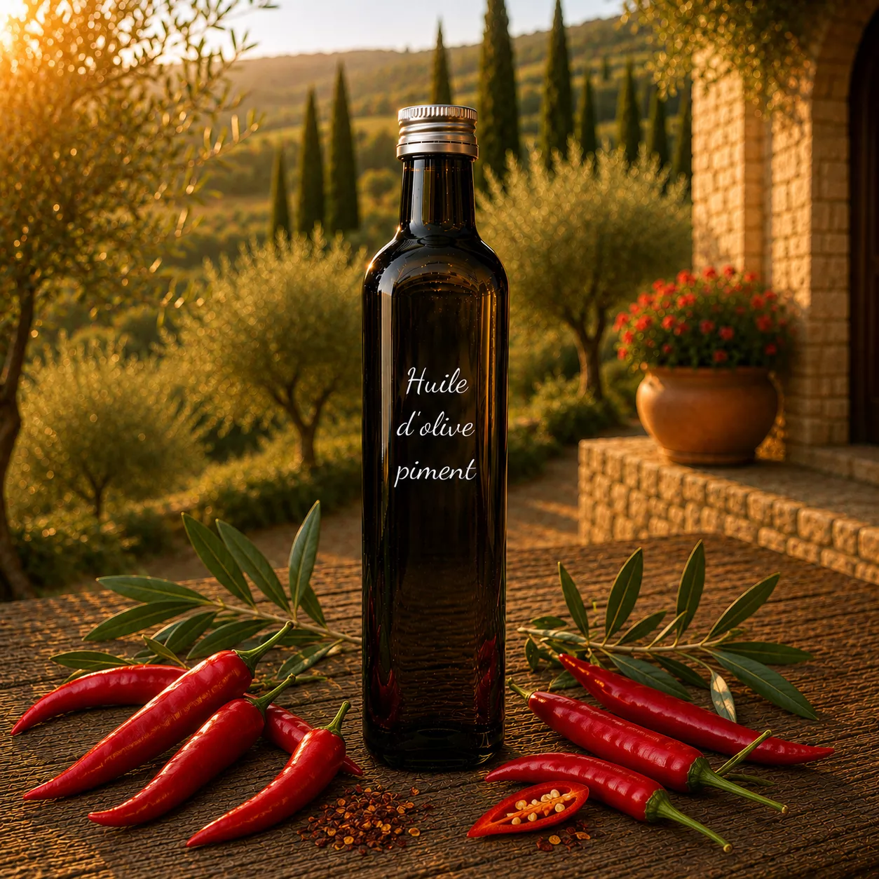 Huile d’olive piment 50 cl – Le Comptoir Gourmand