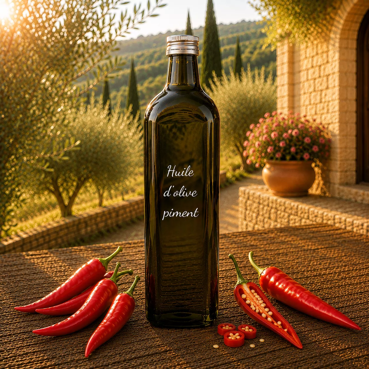 Huile d’olive piment 1 litre – Le Comptoir Gourmand