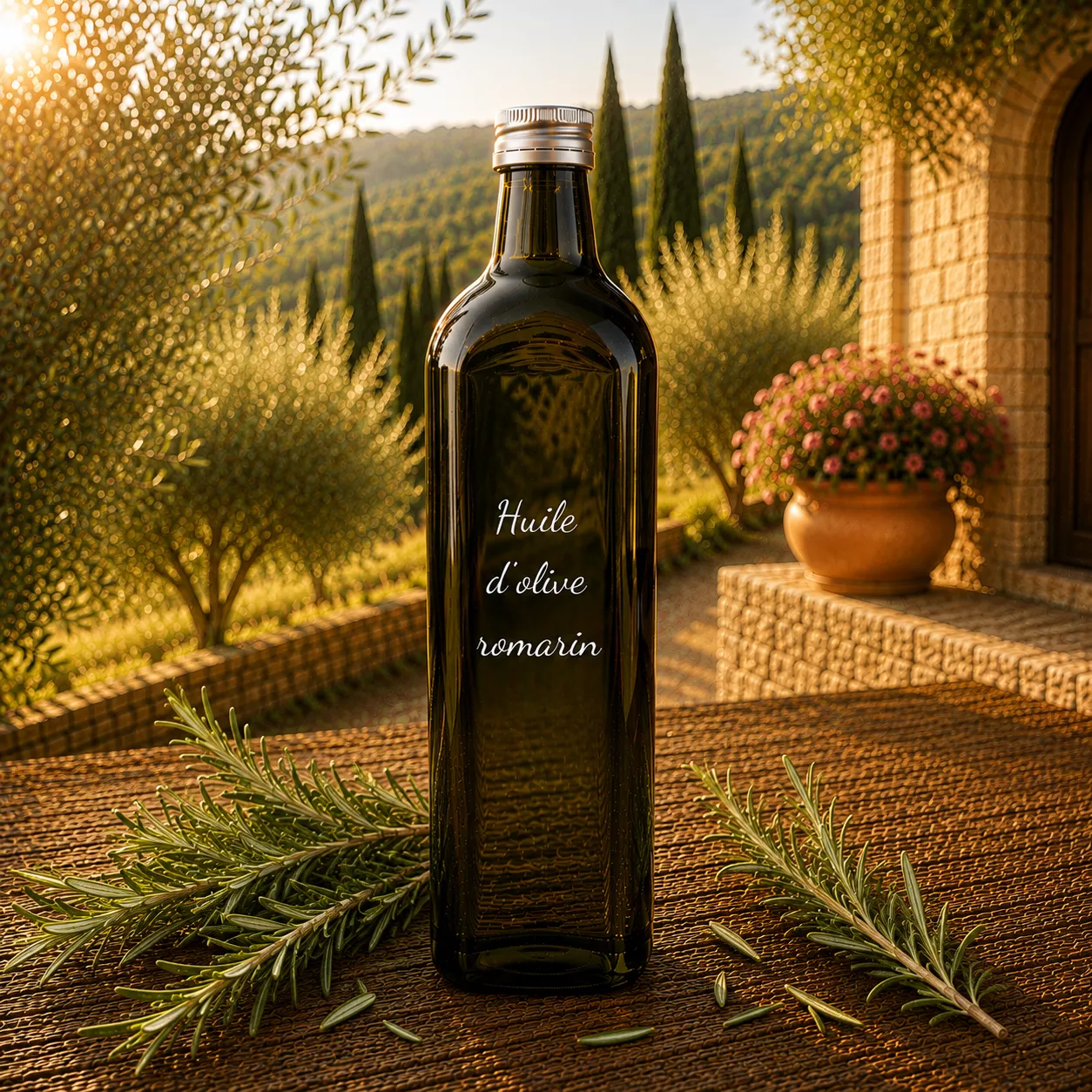 Huile d’olive romarin 1 litre – Le Comptoir Gourmand
