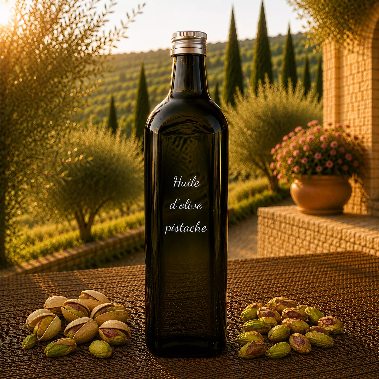 Huile d’olive pistache 1 litre – Le Comptoir Gourmand