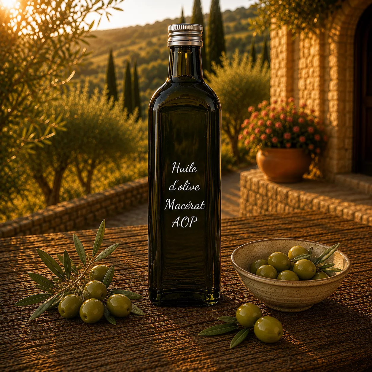Huile d’olive Macérat AOP 1 litre – Le Comptoir Gourmand