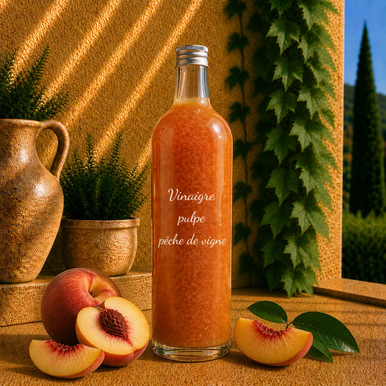 Vinaigre à la pulpe de pêche de vigne 1 Litre – Le Comptoir Gourmand