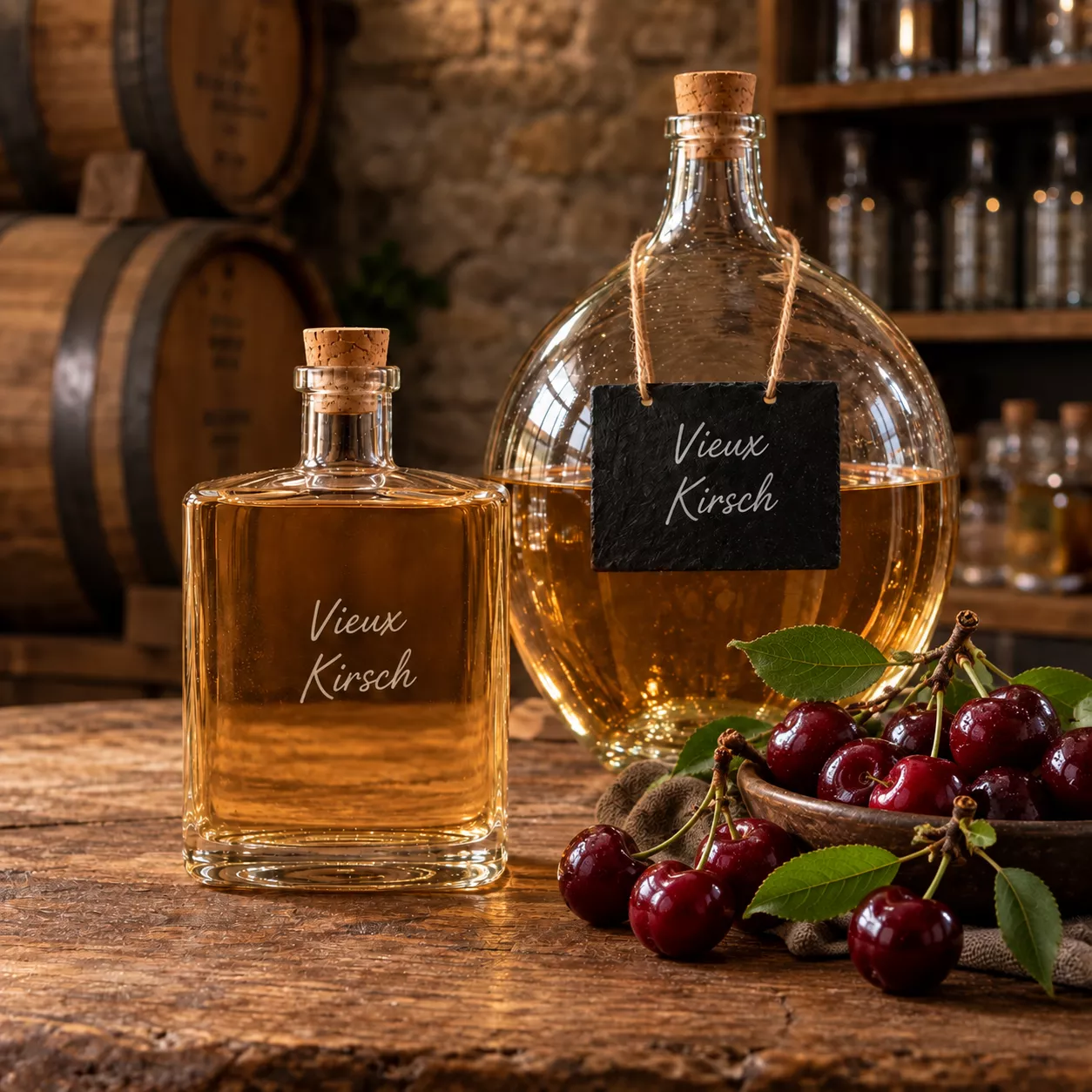 Vieux Kirsch, eau-de-vie artisanale en bouteille