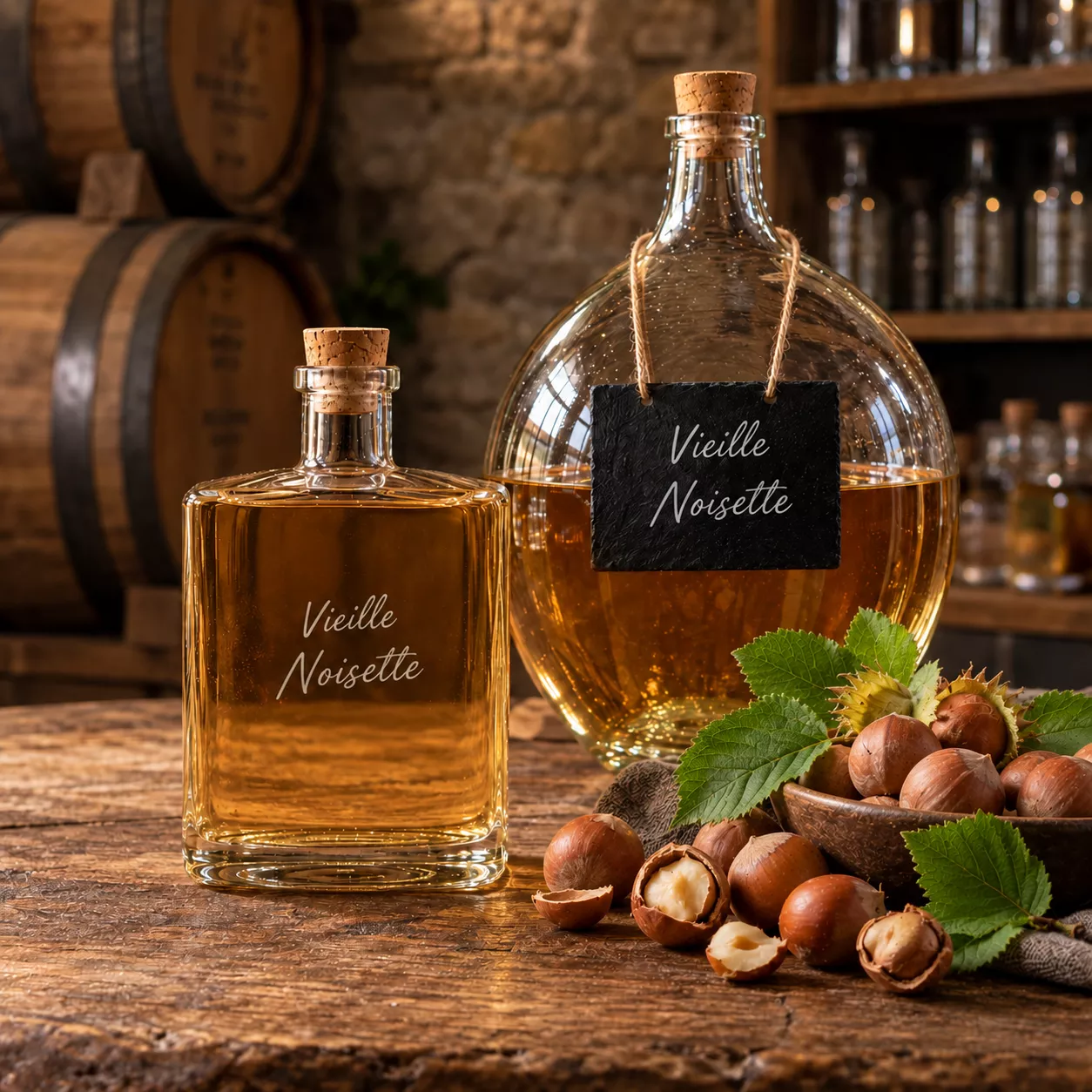 Vieille Noisette, eau-de-vie artisanale en bouteille