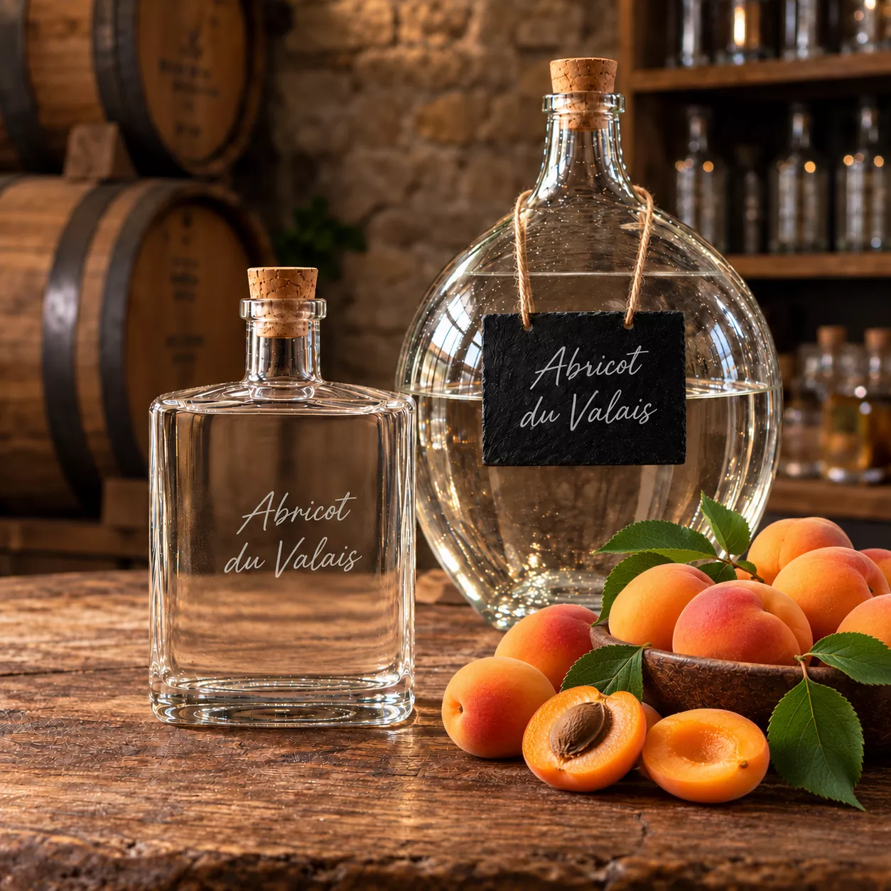 Abricot du Valais, eau-de-vie en bouteille