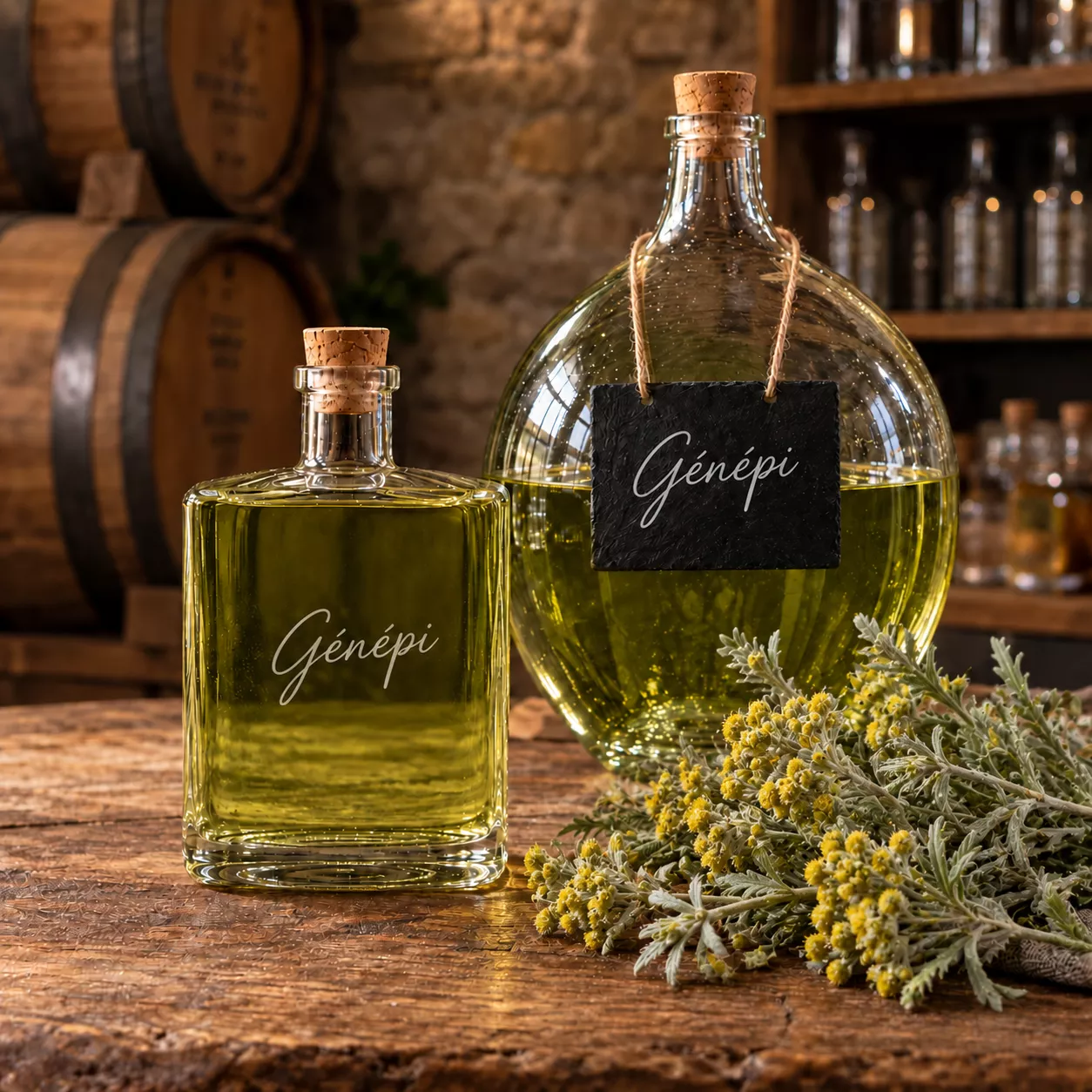 Génépi, liqueur de montagne en bouteille