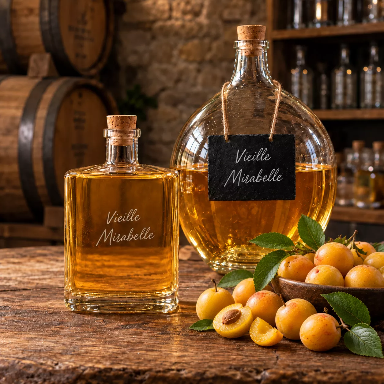Vieille Mirabelle, eau-de-vie artisanale en bouteille