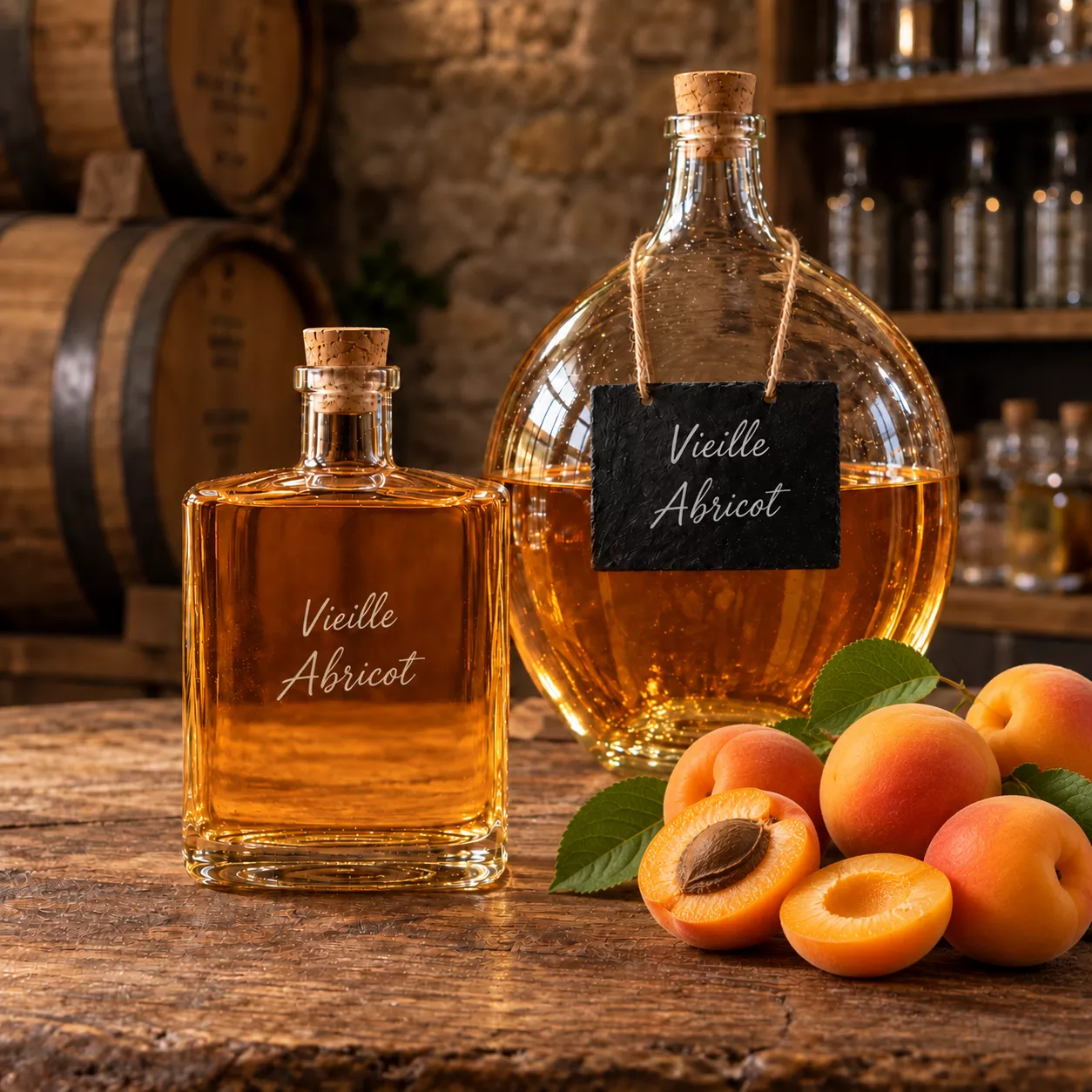 Vieille abricot en bouteille