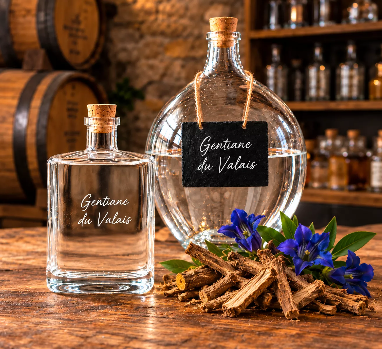 Gentiane, eau-de-vie en bouteille