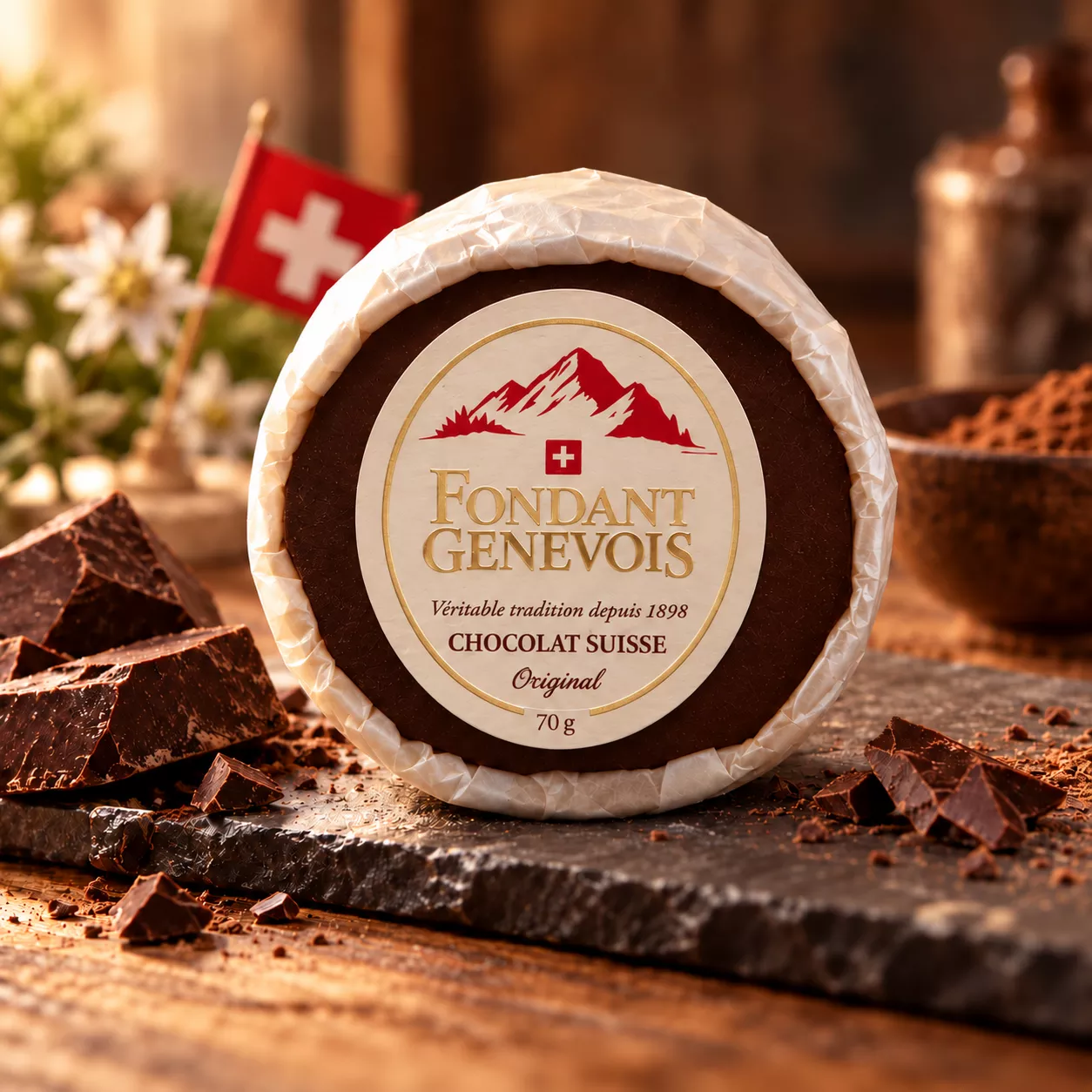 Fondant Genevois au chocolat 280g- 100% naturel - Pâtisserie artisanale faite à Genève