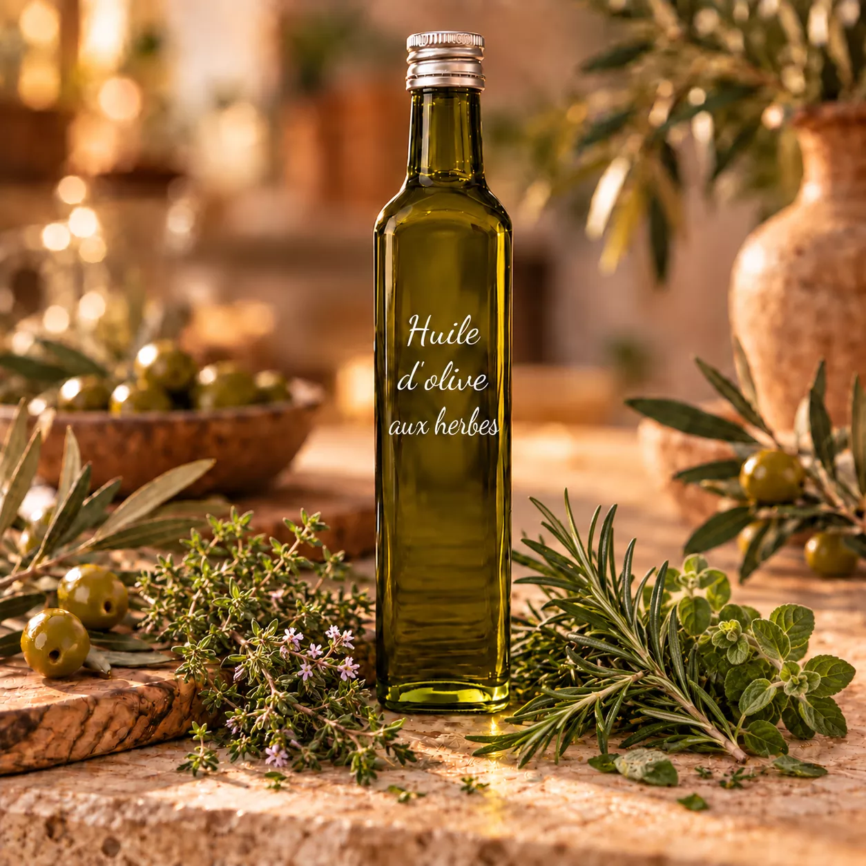 Huile d’olive aux herbes 50 cl – Le Comptoir Gourmand