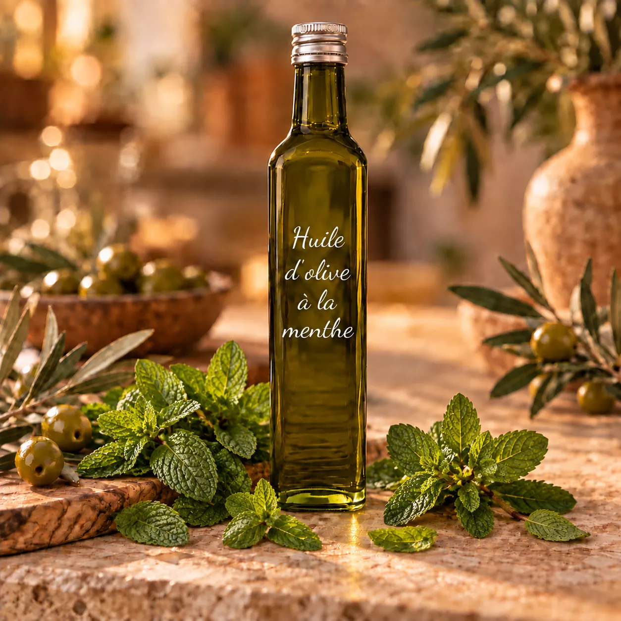 Huile d’olive menthe 50 cl – Le Comptoir Gourmand