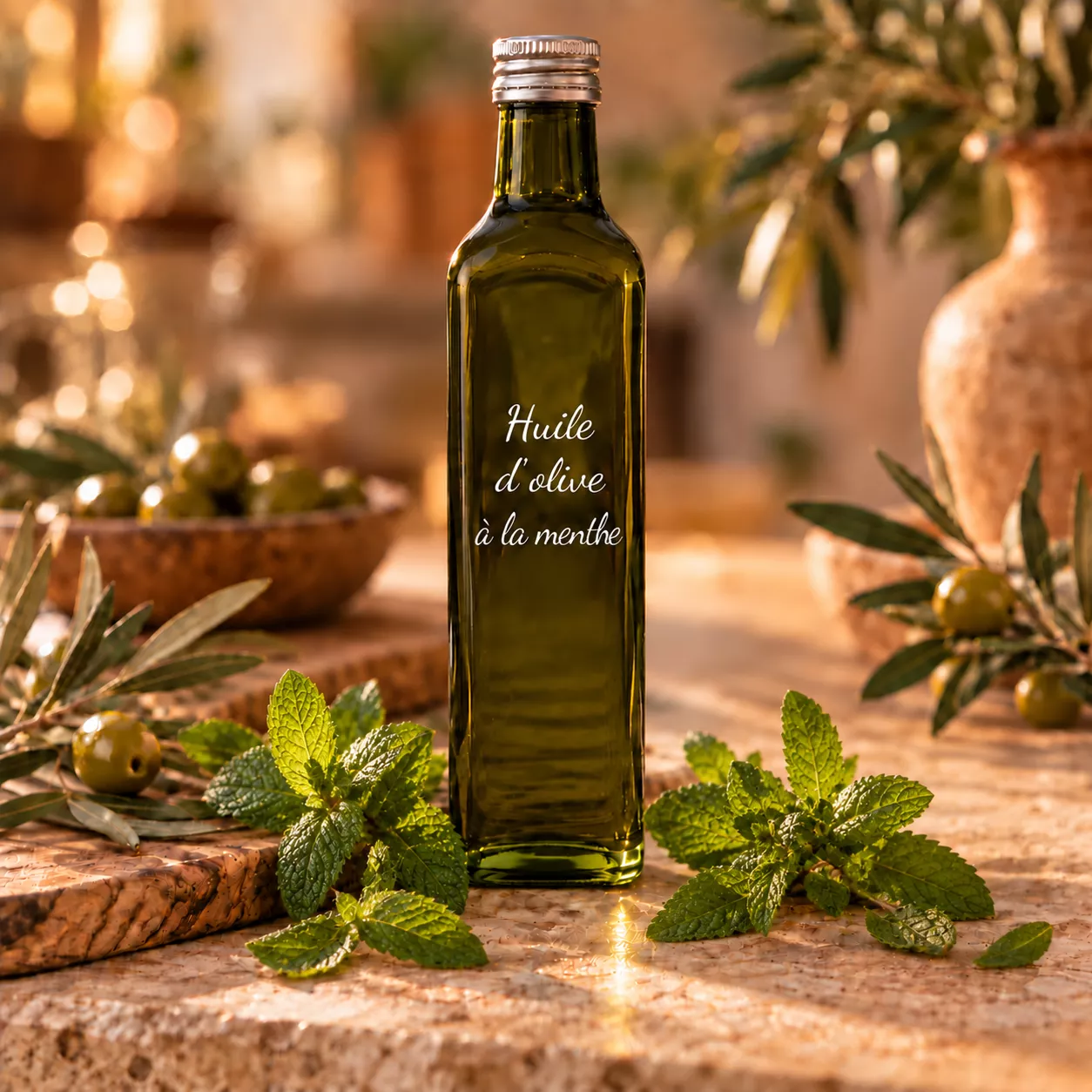 Huile d’olive à la menthe 1 L – Le Comptoir Gourmand