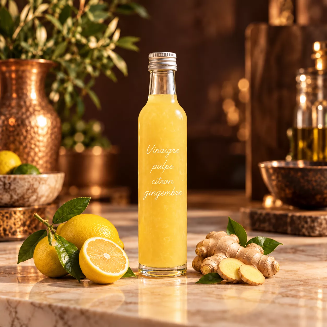 Vinaigre à la pulpe de citron et gingembre 25 cl – Le Comptoir Gourmand