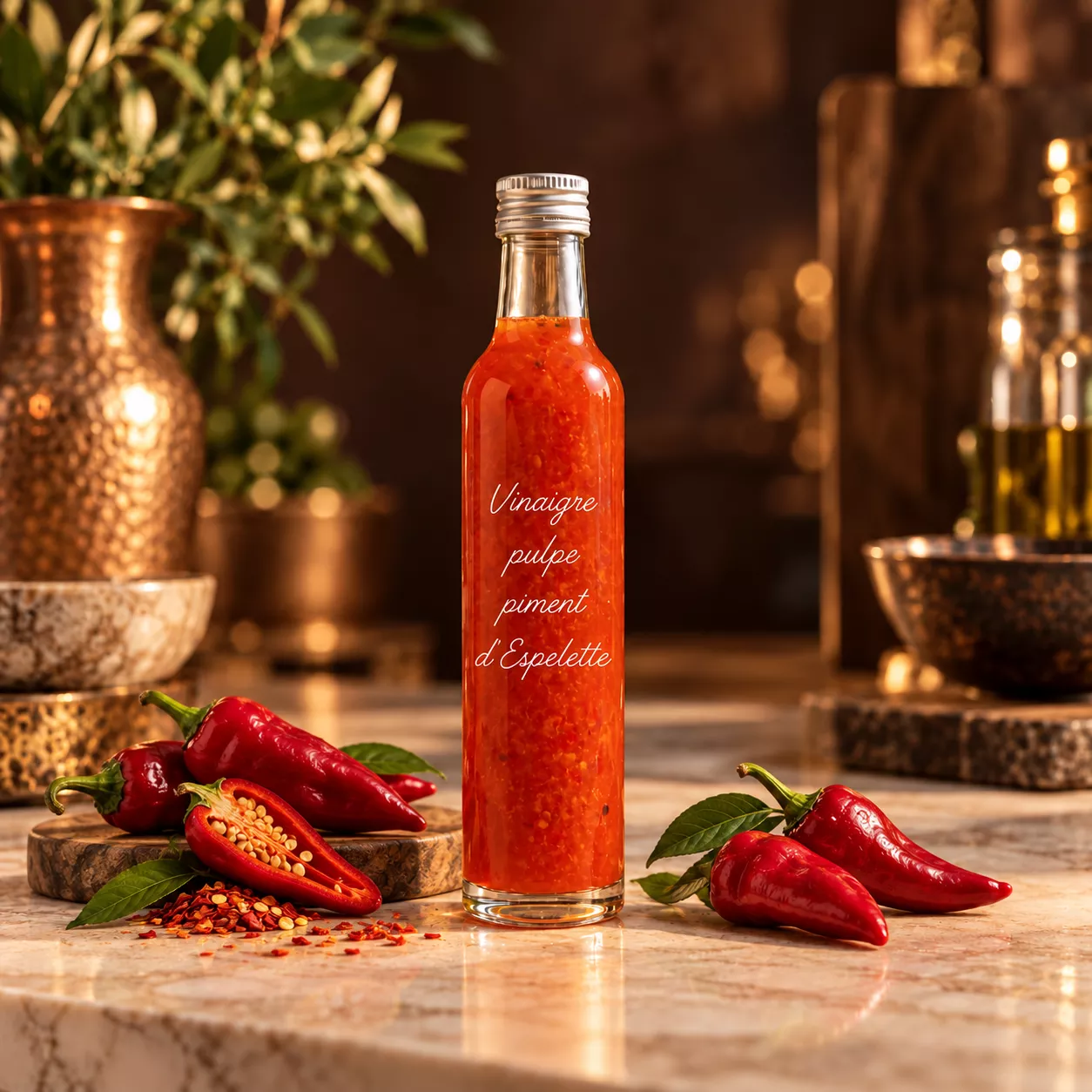 Vinaigre à la pulpe de piment d'espelette 25 cl – Le Comptoir Gourmand